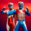 Placeholder: realistic image of donald trump as a mexican wrestling fighter posing outdoors, Mexican eyes wrestling mask, red and blue breeches, suspenders, retro style, 80s, vibrant color, highly detailed, sky background, concept art, unreal engine 5, god rays, ray tracing, RTX, lumen lighting, ultra detail, volumetric lighting, 3d, finely drawn, high definition, high resolution.