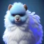 Placeholder: A beautiful portrait of a cute fuzzy creature blue color scheme, high key lighting, volumetric light high details with white stripes and feathers and indian paterns and wimgs