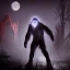 Placeholder: hyper realistic haunting bigfoot beast under the Bloodborne moonlight