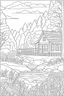 Placeholder: coloring page, woodland retreat, full view, realistic, coloring page, only draw lines, coloring book, clean line art, –no sketch, color, –ar 3:4, white background, minimalistic black lines, minimal black color, low level black colors, coloring page, avoid thick black colors, thin black line art, avoid colors, perfect shape, perfect clear lines,