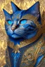 Placeholder: cat, blue and gold tones, insanely detailed and intricate, hypermaximalist, elegant, ornate, hyper realistic, super detailed, by Pyke Koch