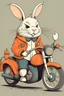 Placeholder: rabbit wearing clothes with a bag and motorcycle