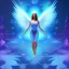 Placeholder: Angel crystalline, blue,pink , cosmic, opalescent, gemstones, crystals, other worldly,water,bright, ice background, snow lake blue