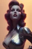 Placeholder: Rita Hayworth as evil queen in black leather, busty, cleavage, dominatrix, curvy, angry, stern look. character design by cory loftis, fenghua zhong, ryohei hase, ismail inceoglu and ruan jia. unreal engine 5, artistic lighting, highly detailed, photorealistic, fantasy