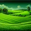 Placeholder: A green field with bio life painted by Frank Wilson