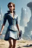 Placeholder: Emma Watson, full-length, in white stockings, cyberpunk 2077, photorealistic illustration, 4k