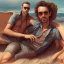 Placeholder: High resolution concept art portrait, man relaxing by the beach, laying on beach chair, sipping on cocktail