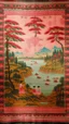 Placeholder: A pink realm of hearts and love designed in Navajo yarn painted by Utagawa Hiroshige