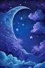 Placeholder: moon and stars with clouds celestial waves blue and purple