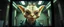Placeholder: airbrush and pen outline, extreme close up on cheeky fluffy weasel goblin alien military prison guard news anchor elf family scumbag in the style of Escher and Giger and Fallout 4, pinhole cam, airbrush 3d rendering, on tv screen:A five-second cinematic single take in a clean industrial presentation hall.