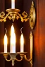 Placeholder: antique wall sconce with burning candle, close up photography, wood, on white background, ultra detailed, geometric details, in the style Medieval , Canon EOS, 35mm lens, 8k, photorealistic, --ar 2:3