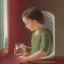 Placeholder: Distant Painting of a little girl drinking water from a glass