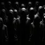 Placeholder: faceless army of bodies to symbolize the anonymity of individuals seeking identity verification , dark black