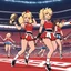 Placeholder: [wii No More Heroes style with thick lines] 1990s rhythm and blues Cheerleaders in the stadium