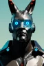 Placeholder: Medium Close Up Portrait, Front image. cyborg, cyberpunk, rabbit mask, strong man, short hair and beard. Carbon suit army. Red, blue, color. camouflage style. Neon, Color background, photo studio. highly detailed, concept art, smooth, unreal engine 5, ray tracing, RTX, lumen lighting, ultra detail, volumetric lighting, 3d, finely drawn, high definition, high resolution.