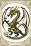 Placeholder: Create an elegant logo design with the side profile of a Welsh-style dragon facing left, with a white gardenia in its claw. Make the dragon a golden colour and have a circular frame.