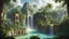 Placeholder: пейзаж город майя в джунглях пальмы водопады скалы лианы