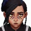 Placeholder: Portrait of an adorable dark skinned 9 year old witch with braided black hair