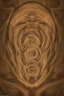 Placeholder: sacred art, maze-like labyrinth shaped like a human brain. transcendence of life into death, memento mori, psychedelic style
