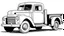 Placeholder: Cartoon Ford Truck drawn black and white, for coloring