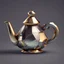 Placeholder: vector graphics 2d lowpoly shiny metallic spaceship warped teapot