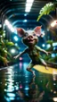 Placeholder: alien pig gremlin in water slide in the middle of crazy dance moves dancing on buss parked in dark lit reflective wet jungle hall tunnel,bokeh like f/0.8, tilt-shift lens 8k, high detail, smooth render, down-light, unreal engine, prize winning