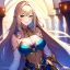 Placeholder: Clear focus, 8k, high quality, detailed, beautiful lighting, vibrant colors, golden long hair, vibrant blue eyes, girl, smile, valkyrie, qreen