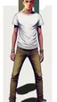 Placeholder: Teen man, black hair, perfect face, style of tomer hanuka, jeans, white, t-shirt, pompadour