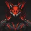 Placeholder: Foxman, comic style artwork, dark black, red and Orange, calm