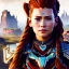 Placeholder: portrait of beautiful busty Aloy (Horizon Zero Dawn) painting by Brom , oil on canvas, cinematic composition, extreme detail,fit full head inside picture,8k