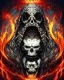 Placeholder: A beautiful highly detailed ornate intricate portrait of a flaming demon skull made of shiny obsidian glass :: reflective, glassy :: subtractive lighting, backlit :: by John William Waterhouse, Greg Rutkowski, HR Giger :: hyperrealistic, hyper detailed, photorealistic :: epic, incredible composition, amazing depth, meticulously composed, 16k resolution concept art :: fantasy magazine cover art