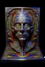 Placeholder: psychedelic detailed sculpture by alex grey, behavior, psychedelic art, hallucination, high detail, hypnosis -a steel asia portrait ,tribe, standing on pedestal