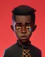 Placeholder: Portrait of a handsome black skinned toddler warlock boy with dark hair by Jim Kay