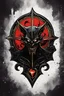 Placeholder: abstract symbol of an ancient Catalan vampire coven , in the form of highly detailed lapel pin, in the graphic novel style of Bill Sienkiewicz