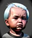 Placeholder: Pedro almodovar toddler, full body, white hair, diagonal shirt, dramatic lighting, hyper realistic