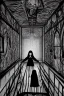 Placeholder: Wednesday Adams in 3d scary dark room Escher style