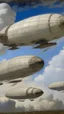 Placeholder: White airships in the clouds painted by Claude Monet