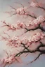 Placeholder: oil painting art japandi style of a sakura flowers , pointilism , no frame no canvas, fresco