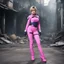 Placeholder: in ruins [Jill Valentine in Resident Evil (Biohazard in Japan)] lola loud from the loud house at age 74 as Jill valentine wearing her pink battlesuit Pink gloves and Pink high heel boots