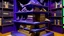 Placeholder: A purple witch's magical library with floating books designed in Japanese origami painted by Karl Wiener