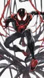 Placeholder: miles morales mix with venom symbiote in solo leveling shadow artstyle, demon lord them, intricate details, highly detailed, high details