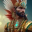 Placeholder: Indian male, red-foot, 12k, ultra high definition, finely tuned detail, unreal engine 5, octane render, ultra-realistic face, realistic headdress, detailed turquoise jewellery, detailed hair, detailed feathers, full-frame shot