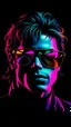 Placeholder: WPAP Pop art style Accurate Michael Jackson Sunglasses outside emboss 3d shiny cubis mirrors glass minimalist Neo Surrealisme Unique surrealistic artwork brutal multicolor neon colors,find details,UHD neons,black background