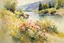 Placeholder: Sunny day, flowers, mountains, river, epic, john singer sargent watercolor paintings