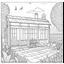 Placeholder: GARDEN HOUSE, "Sunlit Serenity: Bask in the warmth of the sun-drenched, full view, realistic, coloring page, only draw lines, coloring book, clean line art, wildlife-inspired, kid style, –no sketch, color, –ar 3:4, white background, minimalistic black lines, 8k, minimal black color, low level black colors, coloring page, use pure black and white colors, avoid thick black colors, thin black line art, avoid colors, perfect shape, perfect clear lines, clear edges,