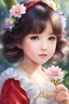 Placeholder: a painting of a little girl with a flower in her hair, realistic cute girl painting, kawaii realistic portrait, adorable digital painting, portrait of snow white, beautiful character painting, realistic anime art style, realistic anime artstyle, portrait anime girl, realistic anime style at pixiv, cute anime girl portrait, detailed portrait of anime girl, realistic young anime girl, anime painting