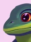 Placeholder: a green gecko with big cute eyes portrait minimalist