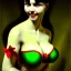 Placeholder: Portrait of Vampirella voloptuos busty beautiful green eyes smiling lingerie by Jean Auguste Dominique Ingres 4k