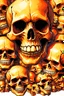 Placeholder: a field of 1000s of cartoonish, anatomically correct, skulls, vivid RANDOM BRIGHT neon colors, dark comedy, well lit, high detail, photorealistic, horrorcore, fun, scary, none featured, each a different color or hue,