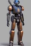 Placeholder: A Star Wars Combat Droid, Wearing Western Cowboy Clothes, Armor looks similar to Halo, Wearing a cowboy hat and a cowboy over coat.